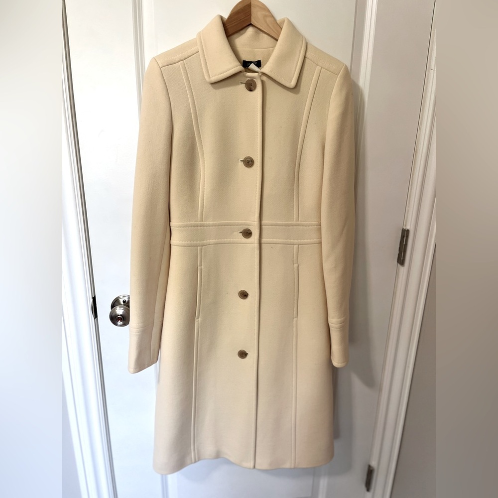 J Crew Wool Top Coat in off white